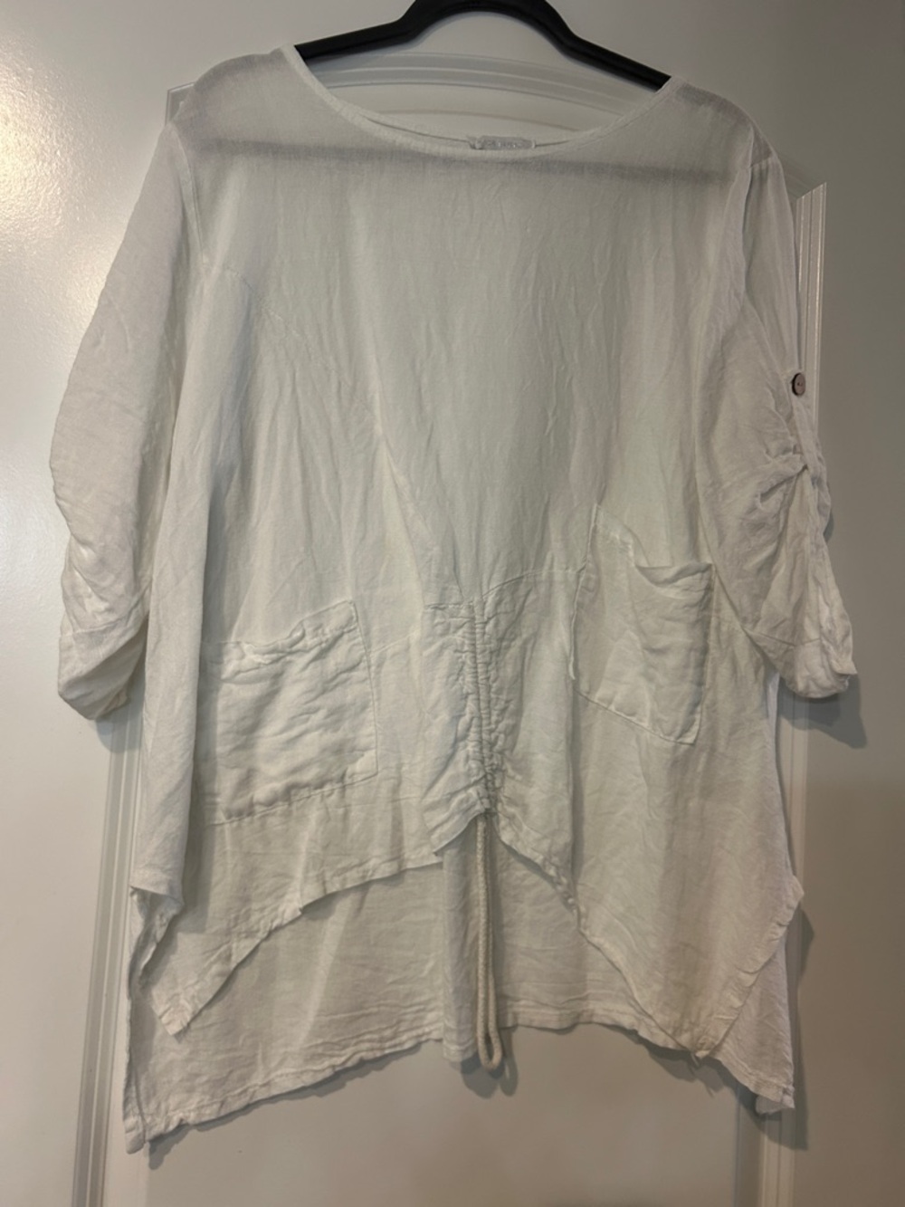 Casual White Pocket Tunic Top by